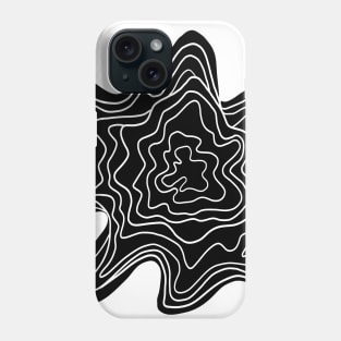 Topographic Wavy Contour Abstract Line Art White on Black Phone Case