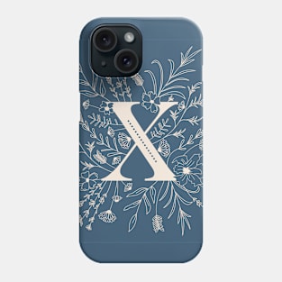 Botanical Letter X (Lake Blue) Phone Case