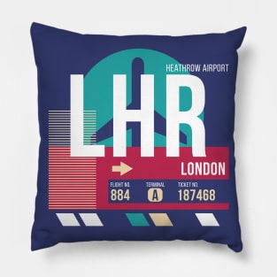 London Heathrow (LHR) Airport Code Baggage Tag E Pillow