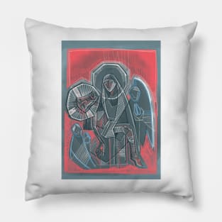 Virgin Mary carrying Jesus. Christ at his Passion Pillow