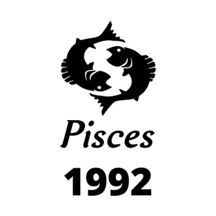 Black Zodiac Birthday Pisces 1992 T-Shirt