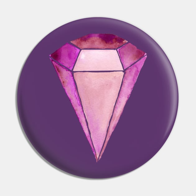 Pink gemstone Pin by JenPolegattoArt