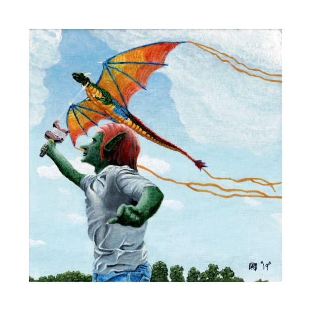 Goblin Flying Dragon Kite Realistic Art by Helms Art Creations