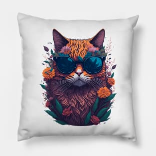 Cool cat in sunglasses Pillow