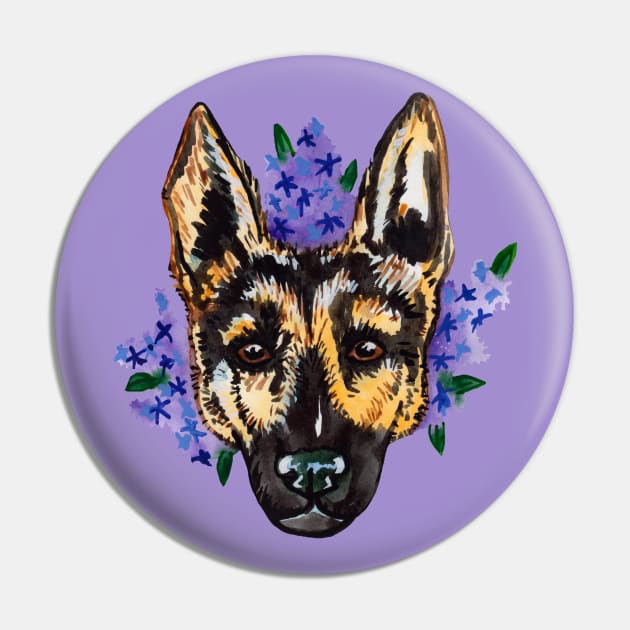 Watercolor German shepherd dog Pin by deadblackpony