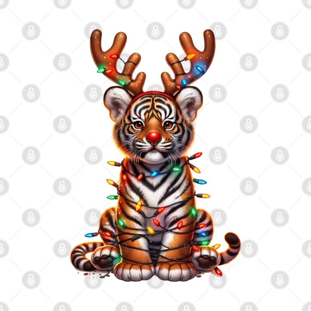 Christmas Red Nose Tiger by Chromatic Fusion Studio