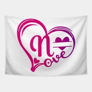 letter n monogram in the shape of love Tapestry