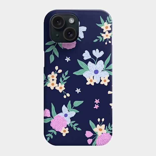 Floral bouquet - Dark blue Phone Case by Natalisa