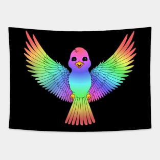 Cute Rainbow Spectrum Bird Tapestry