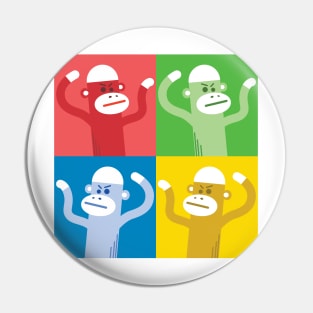 Sock monkey swarm color splash Pin