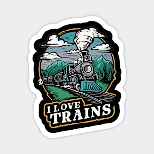 I Love Trains. Train Lover Magnet