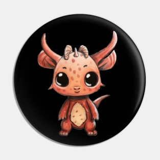 Cute Pink Pig Dragon Child Illustration Pin