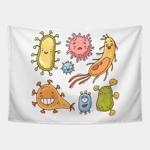 Germs Funny Cartoon Tapestry by Mako Design 