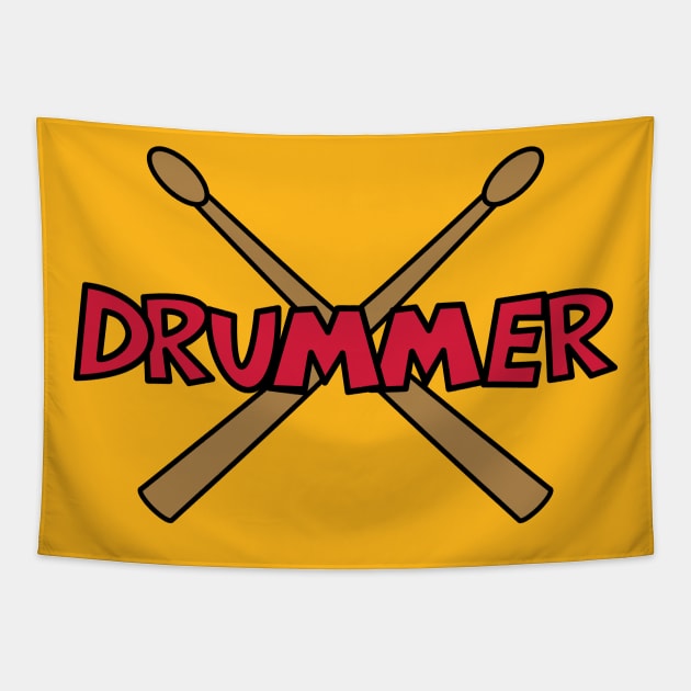 Drummer crossed Drumsticks Tapestry by schlag.art