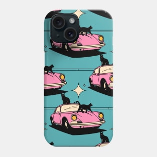 Cool Car Black Cat Pattern in blue Phone Case