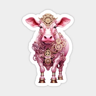 Pink Steampunk Cow 3 Magnet