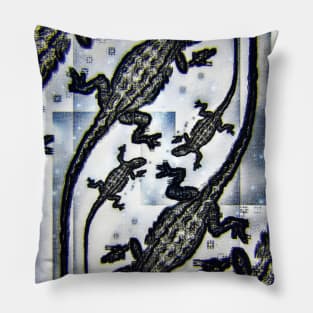 Blue Lizards Pillow