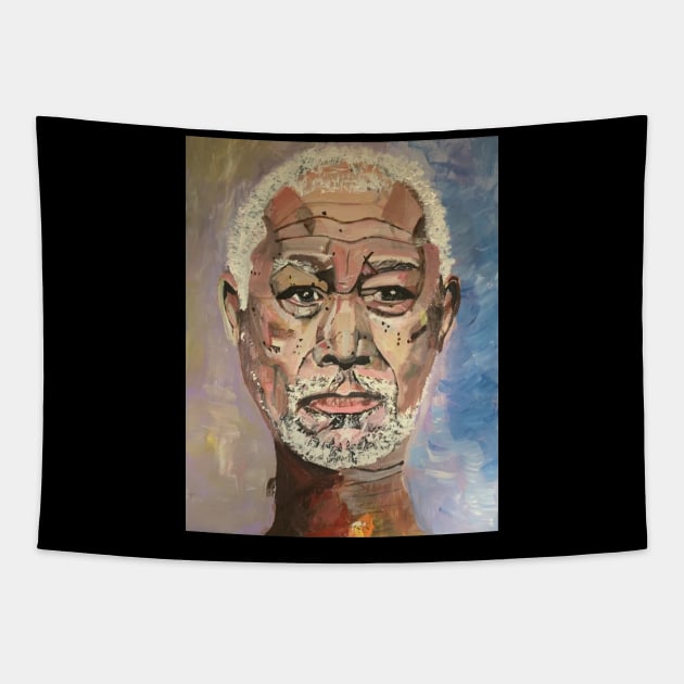 A Portrait of Morgan Freeman, Mug, Wall Art Tapestry by DeniseMorgan