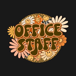 Office Staff Retro Groovy Floral Leopard T-Shirt