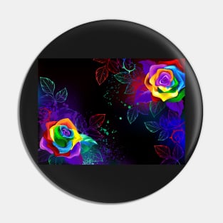 Black Background with Rainbow Roses Pin