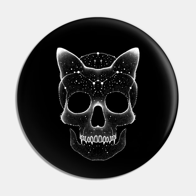 Cat skull Pin by midnightcanvasart