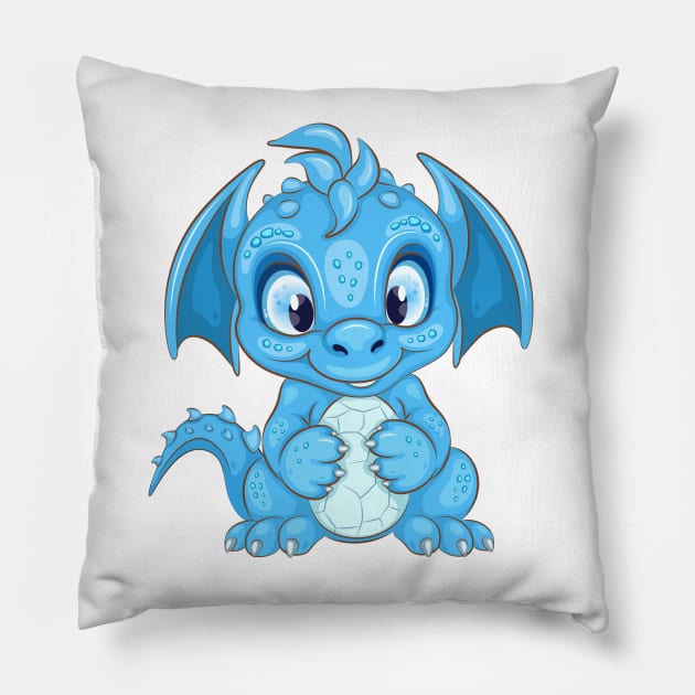 Blue cartoon Dragon. Pillow by AndreKENO