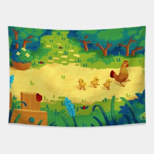 Dutch Bantam Family Stroll Tapestry