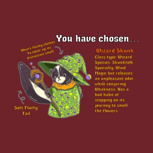 Wizard Skunk RPG Style Perfect for Dungeon and Dragons Enthusiasts Funny Skunk Cute RPG Video Game design DND T-Shirt T-Shirt