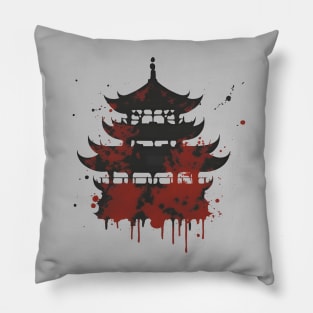 Japanese temple graffiti street art Pillow