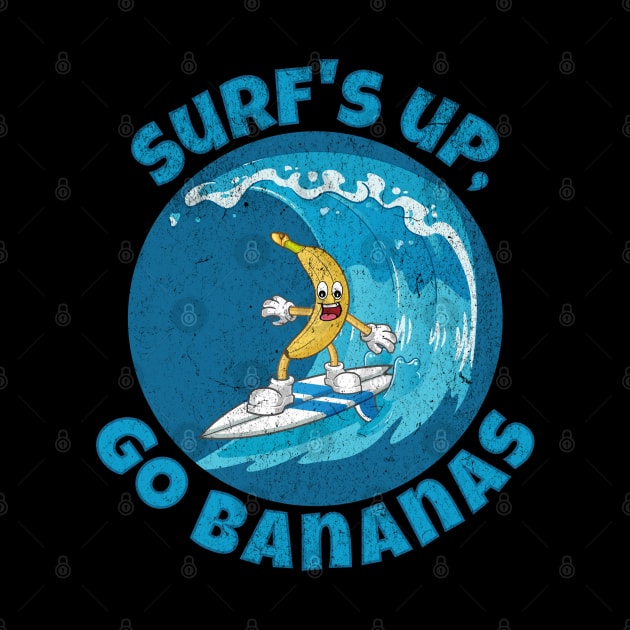 Funny Surf´s up, go bananas surfing on a great ocean wave by Andy Banana