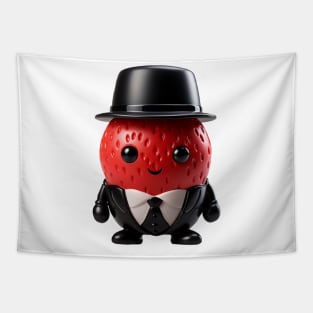 Cute Strawberry Boss wearing a Suit and Hat Tapestry