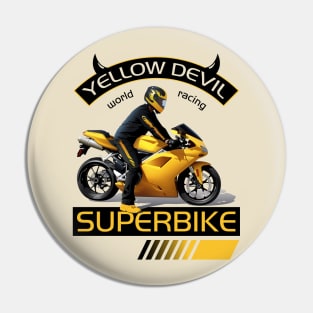 Yellow Devil Superbike World Racing, T-shirt for Biker, MotorCycle Rider Tee, Biker Dad Gift Pin