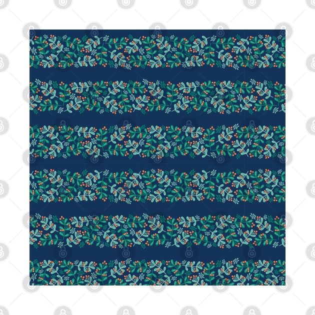 Mistletoe Christmas Stripes Blue by Sandra Hutter Designs