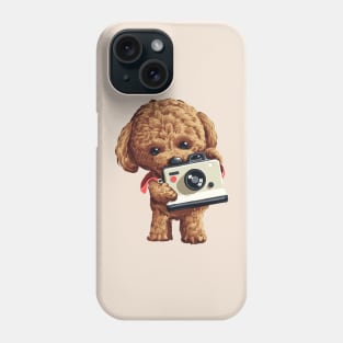 Poodle Dog taking picture with camera Phone Case