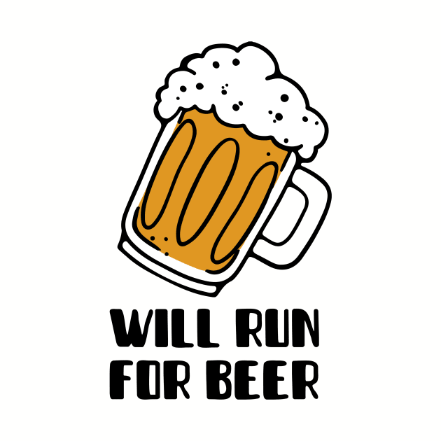 Will Run For Beer T-Shirt | Funny Running T-Shirt by The Panda Designs Shop