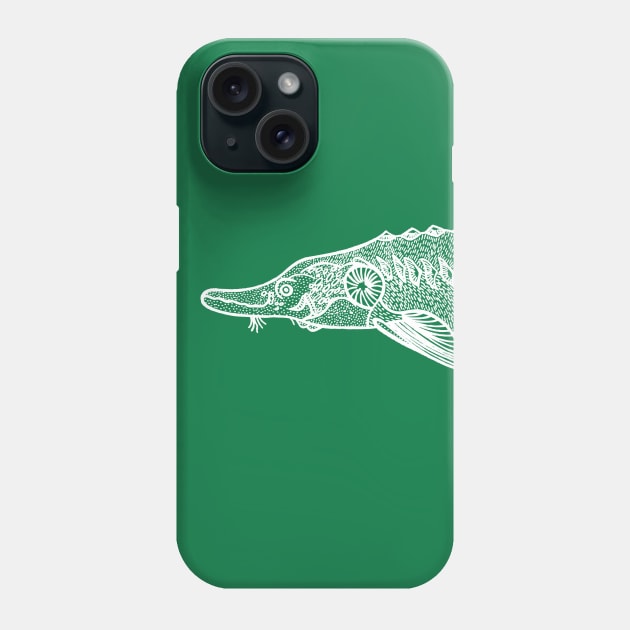 European Sea Sturgeon hand drawn fish design Phone Case by Green Paladin