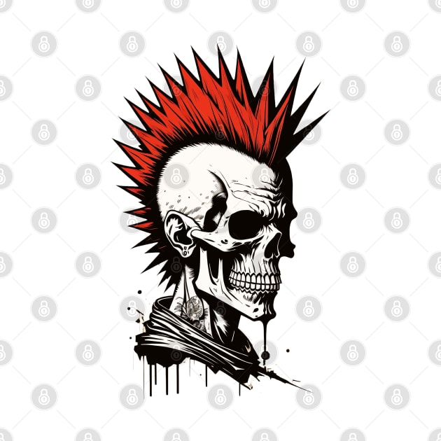Red mohawk skull punkrocker by DeathAnarchy