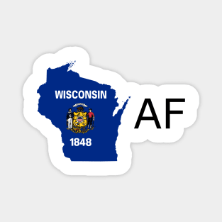 Wisconsin Flag State Outline AF (black) Magnet