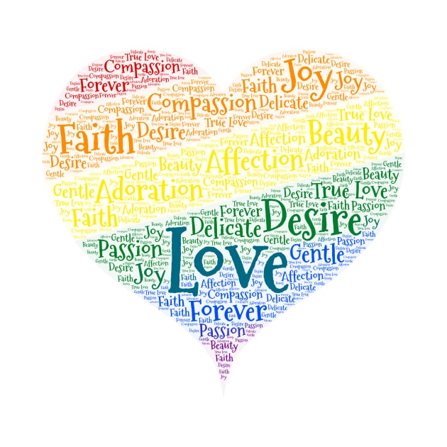 Pride Diagonal Rainbow Heart word Cloud Art by ckandrus