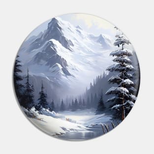 Snowy Mountains - Oil Paint Pin