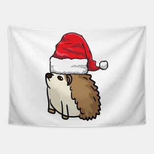 Santa Hat-Wearing Cute Hedgehog Funny Christmas Holiday Tapestry