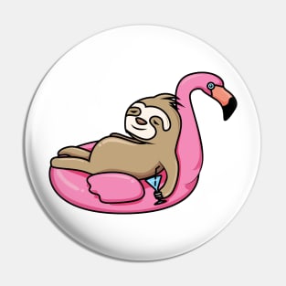 A lazy sloth floating on a flamingo Pin