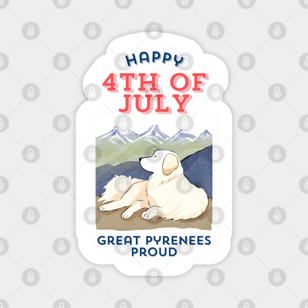 Great Pyrenees 4th of July Magnet by Finn & Willowbean