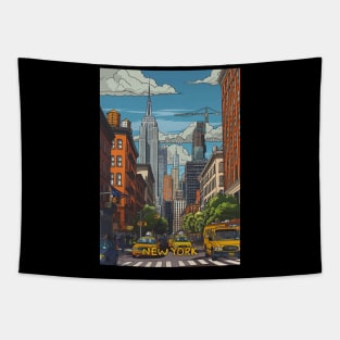 NewYork Cartoon Style Tapestry