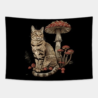 Cottagecore Aesthetic Cat Moonlight Tapestry