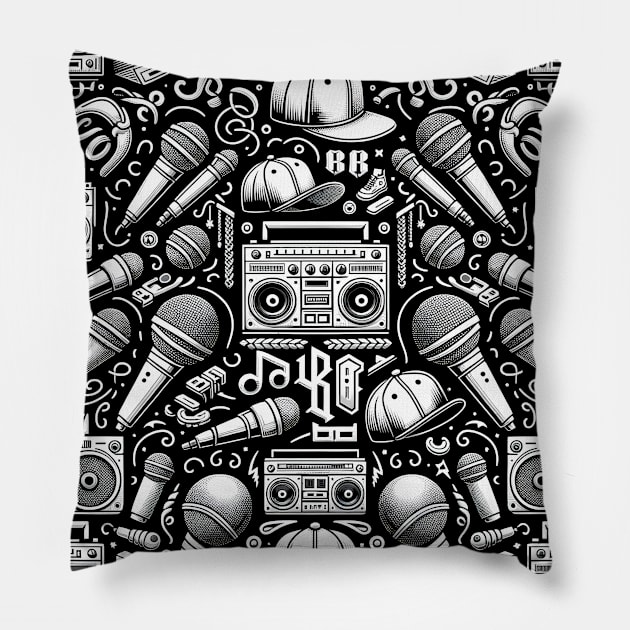 Boombox Chronicles: Rhythm & Rhymes Pillow by DrextorArtist