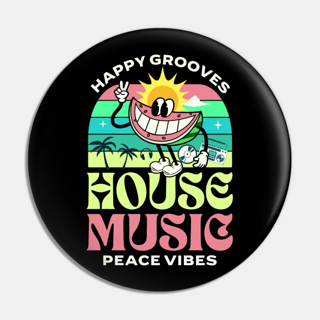 HOUSE MUSIC  - Happy Grooves , Peace Vibes (white/lime/pink) Pin by DISCOTHREADZ 