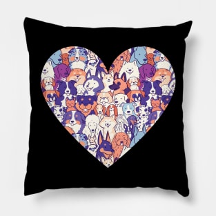 Dog breeds pattern in a heart Pillow