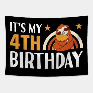 It's My 4th Birthday Sloth Tapestry