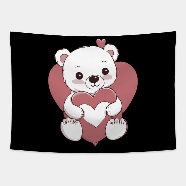 Valentine Bear Tapestry by animegirlnft